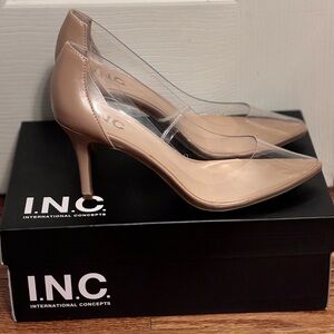 Women's Zitah Pointed Toe Pumps, clear nude  Color, Size 7, NWT